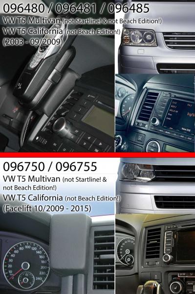 KUDA Telefonkonsole passend für VW T5 Multivan ab Facelift 10/2010 bis 2015 (Nicht für Startline & nicht für Bluemotion); VW T5 California ab Facelift 10/2010 bis 2015 (Nicht für Beach) Leder schwarz