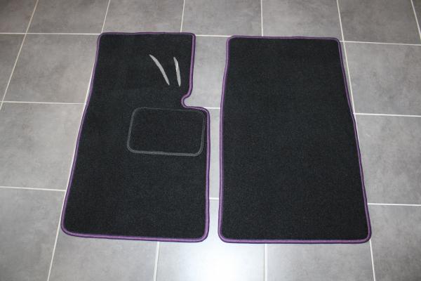 Floor mats 4 pcs. black/violett outline fit for BMW 02 E10