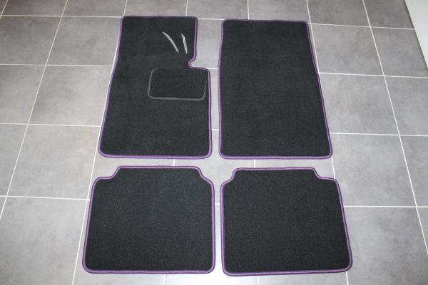 Floor mats 4 pcs. black/violett outline fit for BMW 02 E10