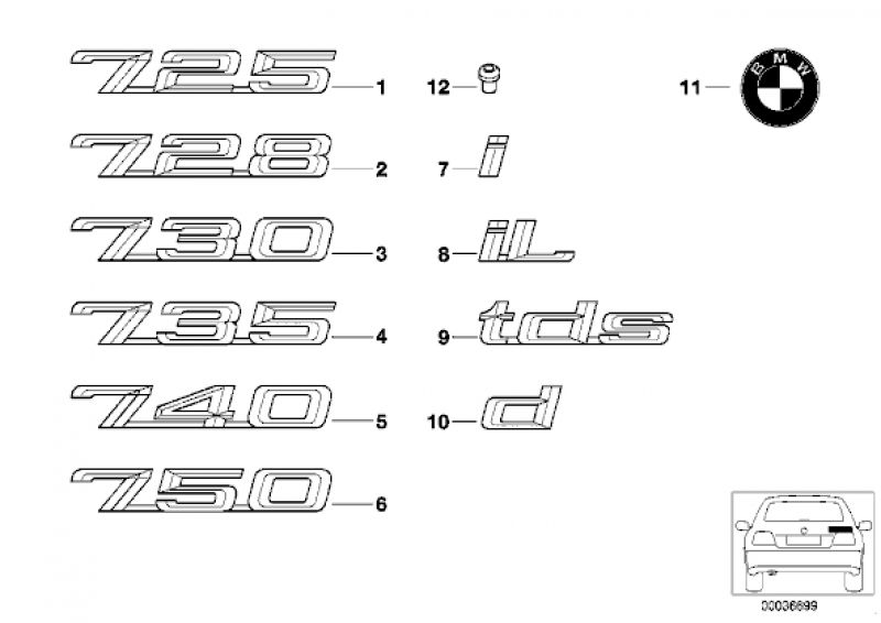 Emblem 740 für BMW 7er E32/E38