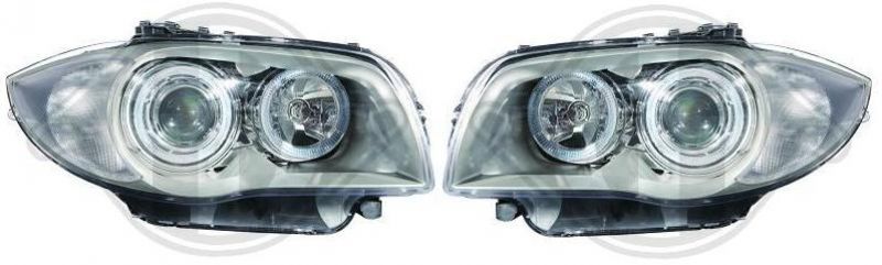 H7/H7 Scheinwerfer CHROM mit Standlichringen passend für BMW 1er E81 E82 E87 E88 Bj. ab 04-11