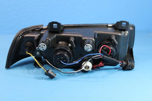 H1/H1 Scheinwerfer SCHWARZ mit Angel Eyes passend für BMW 3er E36 Limousine / Touring / Compact