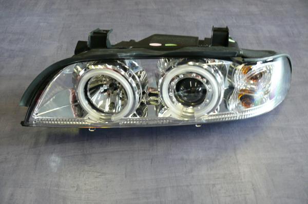 H1/H1Headlights CHROME with Angel eyes CCFL-Technic fit for BMW 5er E39