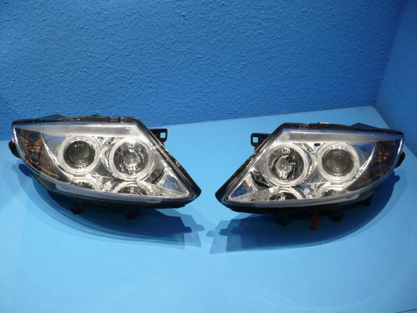 H1/H7 Headlights CHROME with Angel eyes CCFL-Technik fit for BMW Z4 (E85/E86)