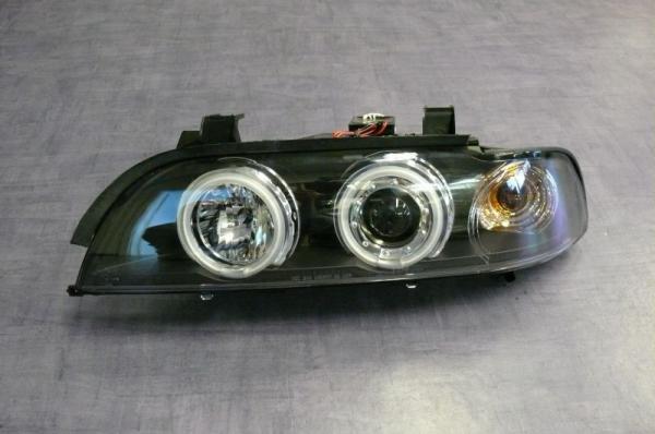 H1/H1 Headlights BLACK with Angel eyes CCFL-Technic fit for BMW 5er E39