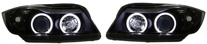 H7/H1 Headlights with Angel eyes CCFL-Technic BLACK fit for BMW 3er E90 E91 (Bj. 2005 -2008)