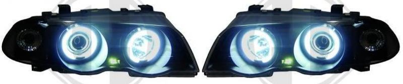 H1/H1 Headlights with Angeleyes CCFL-Technic BLACK fit for BMW 3er E46 Sedan / Touring Bj. 98-09/01