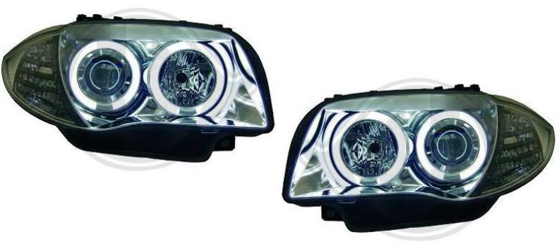 H7/H7 Scheinwerfer CHROM with Angel Eyes CCFL Technik fit for BMW 1er E81 E82 E87 E88