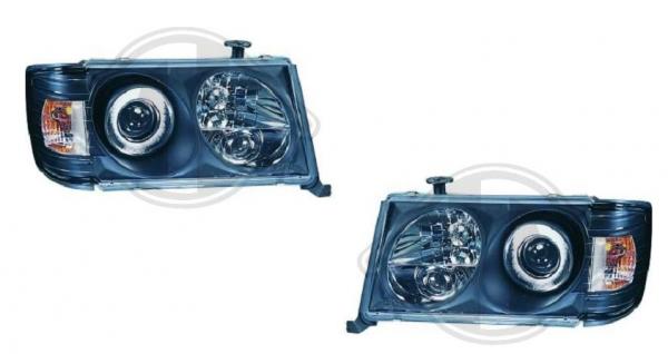 Headlights with indikators clear/black fit for Mercedes W124 1985 - 1993