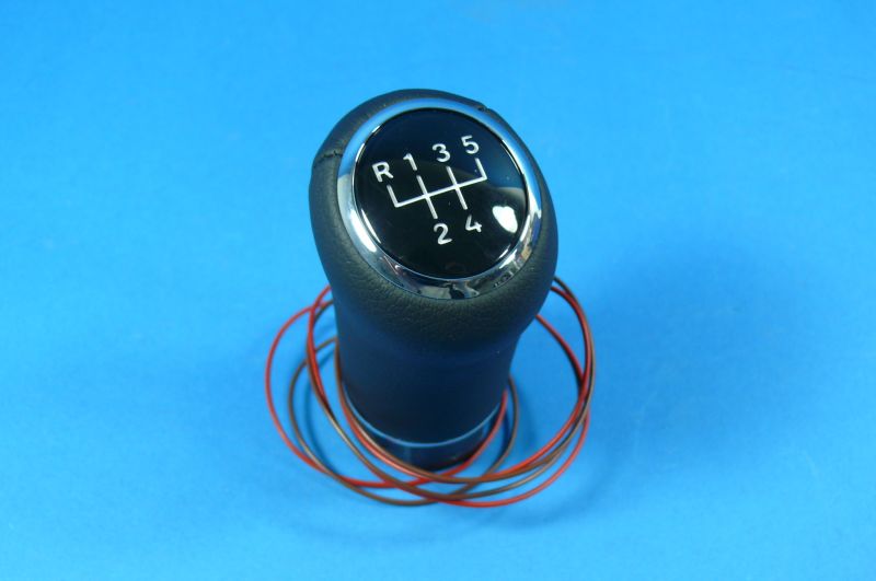 Leather-gearknop 5 Speed Chrome orange Illuminated for all BMW