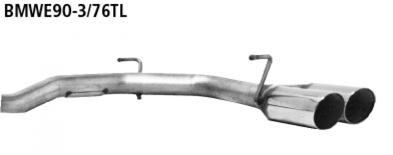 Tailpipe kit with twin tail pipes 2x76 mm RH rolled E92 E93