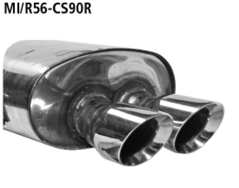 BASTUCK Endschalldämpfer mit Doppel-Endrohr 2 x Ø 90 mm Race Look passend für MINI R56 Cooper S inkl. John Cooper Works JCW