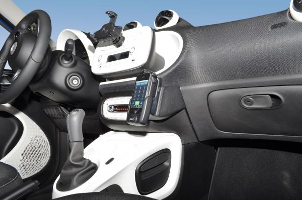 KUDA Phone consoles fit for Smart ForTwo / ForFour from 2014 (W453) real leather black