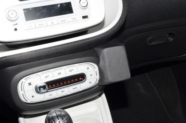 KUDA Phone consoles fit for Smart ForTwo / ForFour from 2014 (W453) real leather black