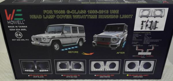 Headlight frame with daylights SILVER fit for Mercedes W463