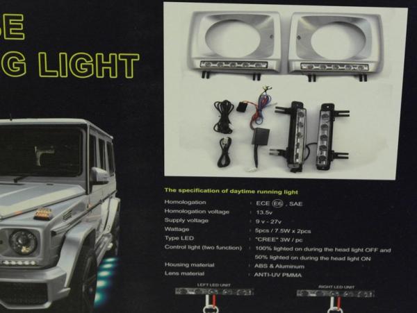 Headlight frame with daylights SILVER fit for Mercedes W463