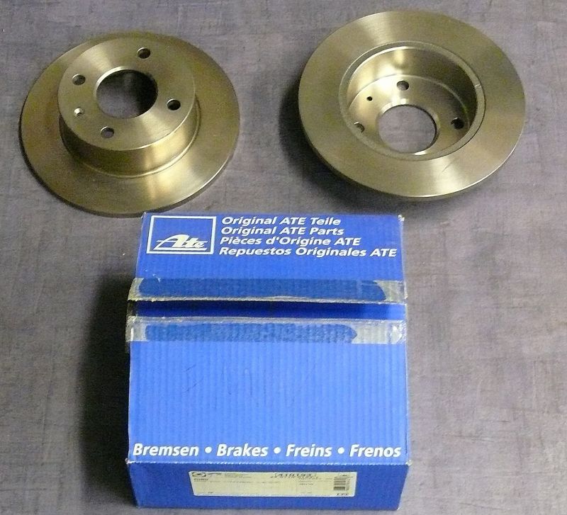 2 ATE Bremsscheiben Ford Escort 3/4