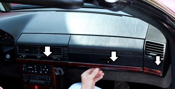 Dashboard from burled wood (3 pcs) for Mercedes R129