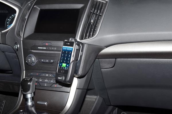 KUDA Telefonkonsole passend für Ford Galaxy / S-Max / Edge ab 2015 Leder schwarz
