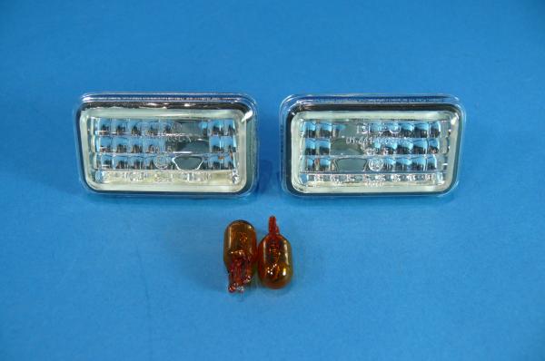 Seitenblinker klar chrom passend für Audi 80 90 100 Porsche 911 924 944 VW Golf Jetta 1, Golf Jetta 2 -9/91, Polo - 94, Scirocco