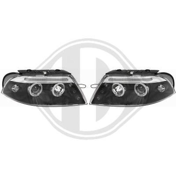 H1/H1 Scheinwerfer mit Angeleyes klar/schwarz passend für VW Passat 3BG Limousine/Kombi Bj. 2000 - 2005