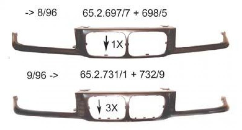 Nose Panel WITH Headlamp Washerholes fit for BMW 3er E36 up to 8/96