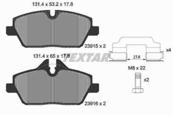 TEXTAR Bremsbeläge VORNE passend für BMW E81 / E87 / E88 / MINI R55 / R56 / R57 / R58 / R59