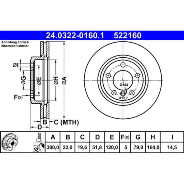 ATE PowerDisk Bremsscheibe vorne (300x22mm) passend für BMW E46 Z3 Z4