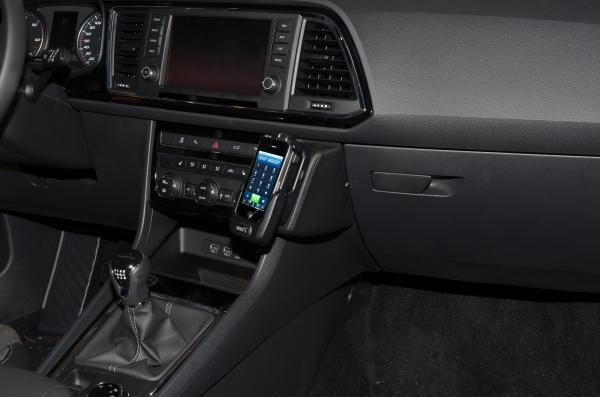 KUDA Handy console fit for Seat Ateca from Bj. 2016 real leather black