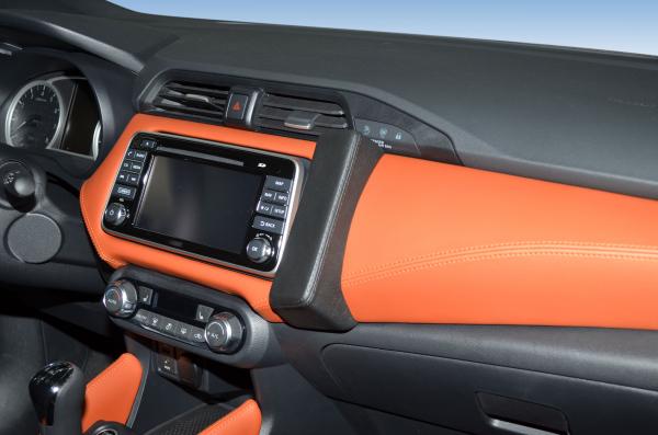KUDA Telefonkonsole passend für Nissan Micra (MK 14) ab Bj. 03/2017 Leder schwarz
