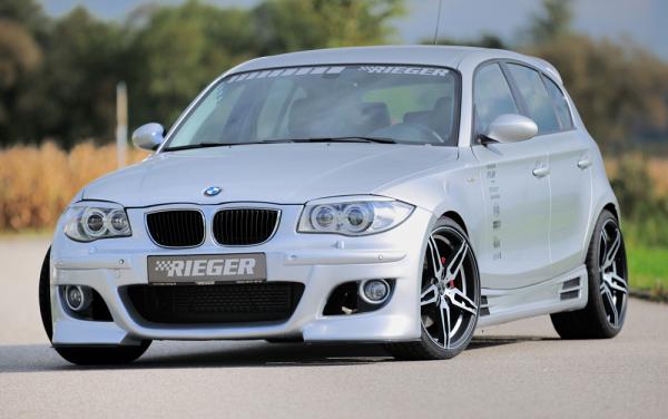 RIEGER Spoilerstoßstange passend für BMW 1er E87 (mit Aussparungen für WischWasch Anlage  + mit Aussparungen für PDC)