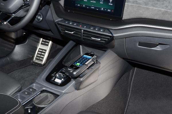 KUDA Telefonkonsole passend für Skoda Octavia IV ab 2020 Kunstleder schwarz