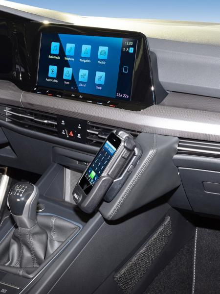 KUDA Telefonkonsole passend für VW Golf 8 ab 2020 Leder schwarz