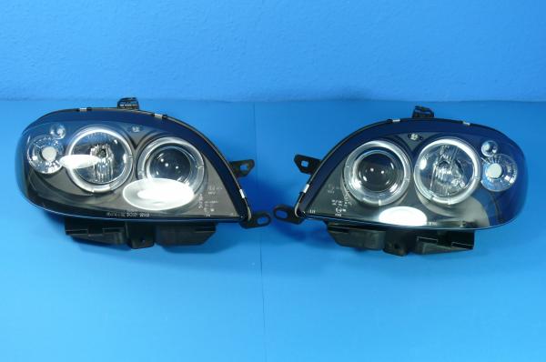 H1/H1 Scheinwerfer SCHWARZ mit Angel Eyes Citroen Saxo 99-03