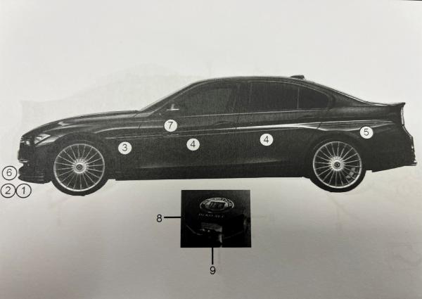 ALPINA Side line rear LEFT silver