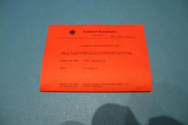 TÜV certificate for ALPINA Frontspoiler Typ 708 fit for BMW 5er E39 Sedan / Touring upto 09/2001