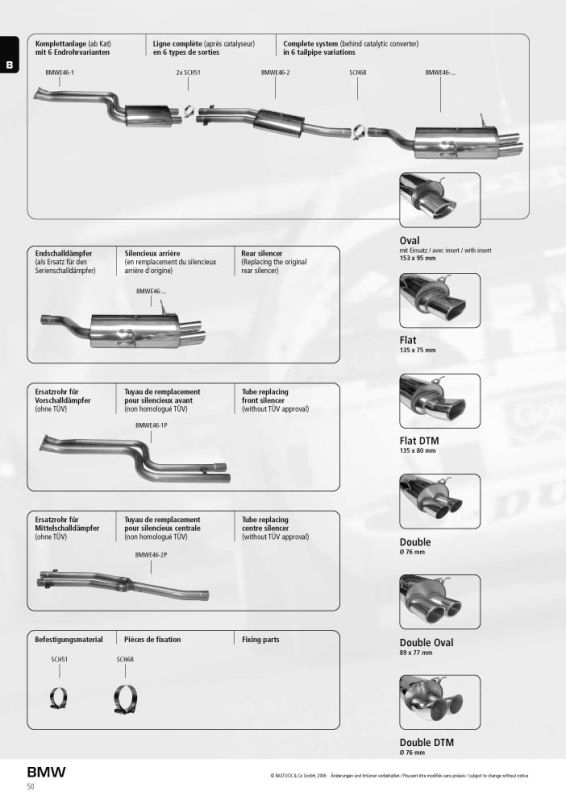 Ersatzrohr Vorschalldämpfer BMW E46 320i/323i/328i bis 05/00