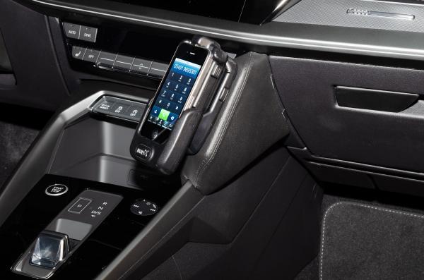 KUDA Telefonkonsole passend für Audi A3 ab 2020 (Typ 8Y) Leder schwarz