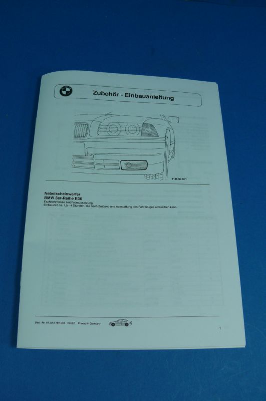 Einbauanleitung Nebelscheinwerfer BMW 3er E36 alle NICHT Compact