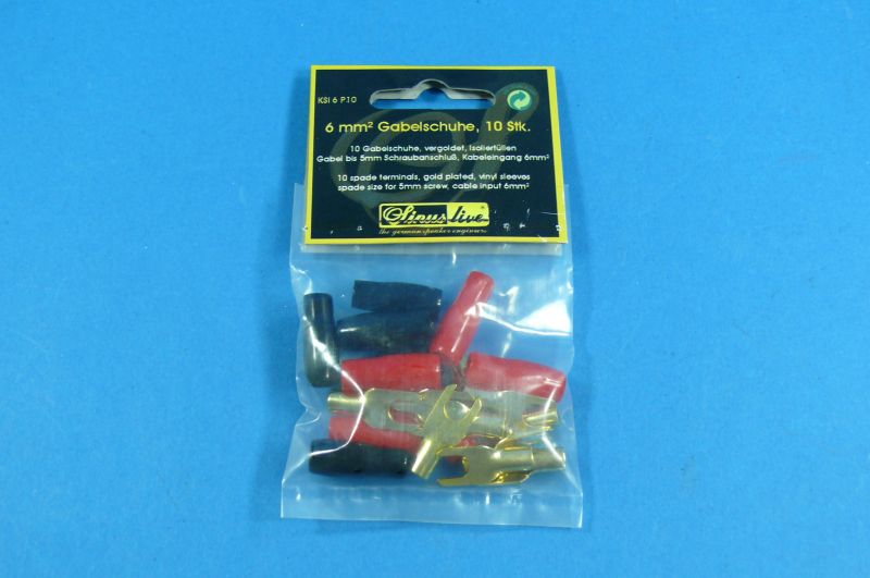 SINUSLIVE Gabel-Kabelschuhe 6 mm² Inhalt 10 Stück vergoldet