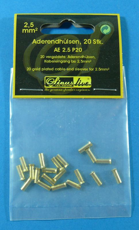 SinusLive SinusLive 20 gold plated cable end sleeves for 2,5mm²