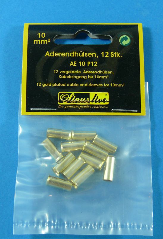 SinusLive 12 gold plated cable end sleeves for 10mm²
