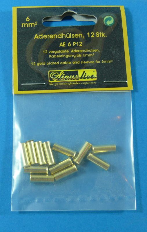SinusLive Adernendhülsen  6mm² Inhalt 12 Stück vergoldet