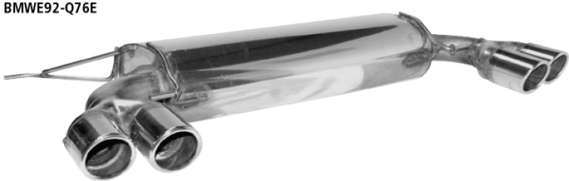 Rear silencer with double tailpipe 2x76 mm, LH + RH cut 20°