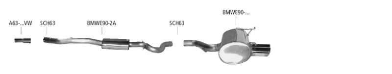 Bastuck Rear silencer 2x 76mm BMW E90/E91/E92/E93
