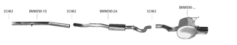 Bastuck Rear silencer 2x 76mm BMW E90/E91/E92/E93