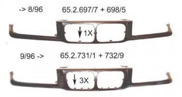 Nose Panel WITHOUT Headlamp Washerholes fit for BMW 3er E36 from 9/96