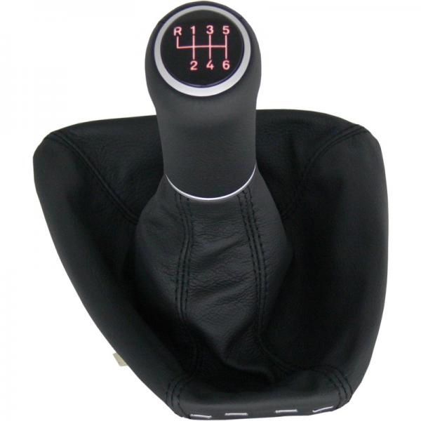 Leather-gear-handle 6 Speed orange Illuminated fit for BMW 1er E81/E82/E87/E88
