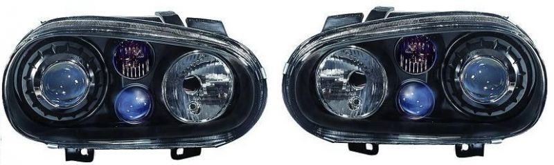 H7/H7/H3 Headlights incl. foglights and Angeleyes clear black fit for VW Golf IV