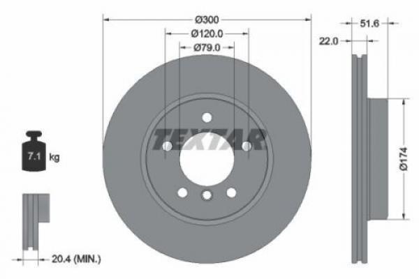 TEXTAR Bremsscheibe vorne (300x22mm) passend für BMW E46 Z3 Z4